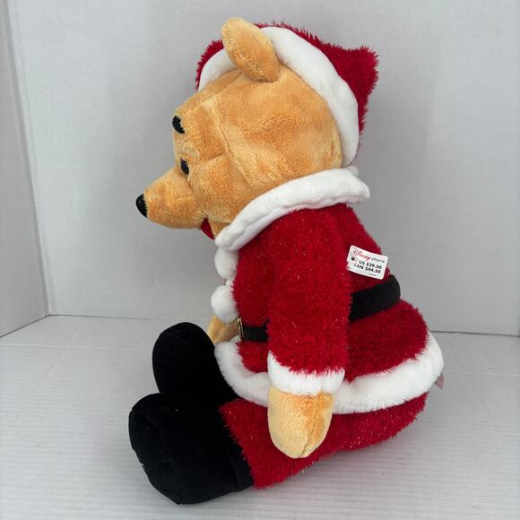 Disney Store Winnie Pooh Bear Plush as Santa Sparkle Red Suit Hat 19 Inch - Picture 3 of 10